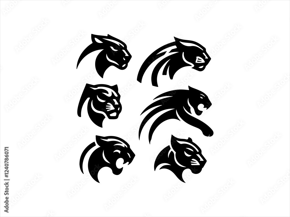 Obraz premium black panther logo set design