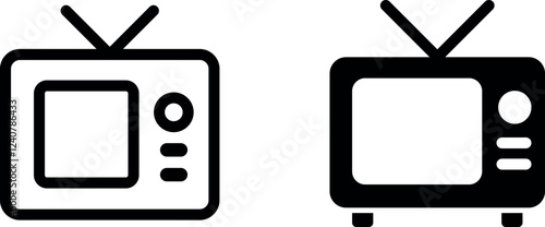 "Vintage Retro TV Vector Icon Set for Nostalgic Media & Design"