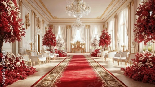 Wallpaper Mural Red floral palace wedding ceremony aisle Torontodigital.ca