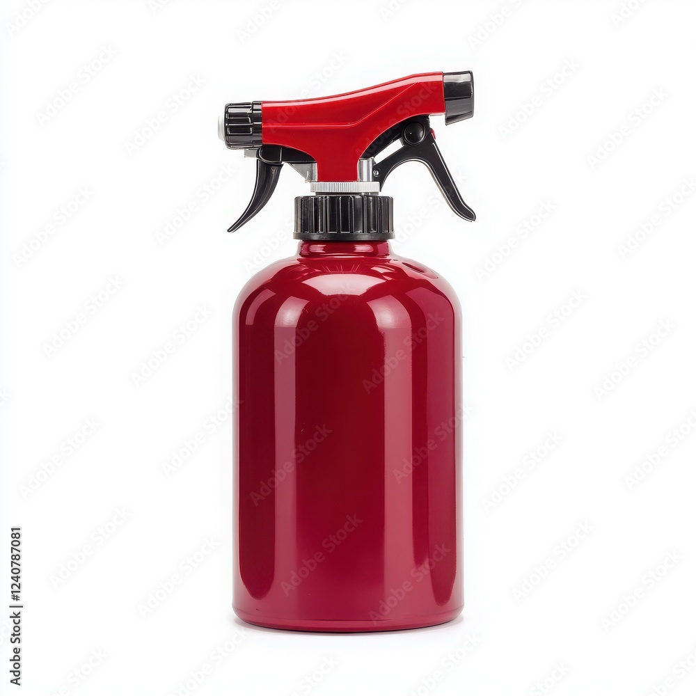 Red spray bottle for various cleaning and maintenance tasks. Red spray bottle for various cleaning and maintenance tasks.