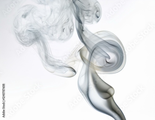 white smoke waves smokes from tea or coffee isolated on white background