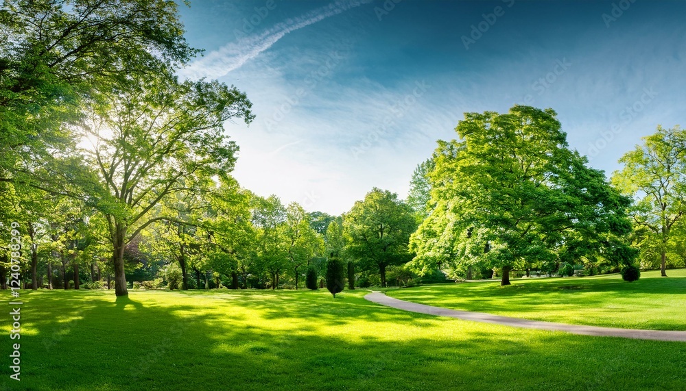 Naklejka premium lush parkland with vibrant greenery