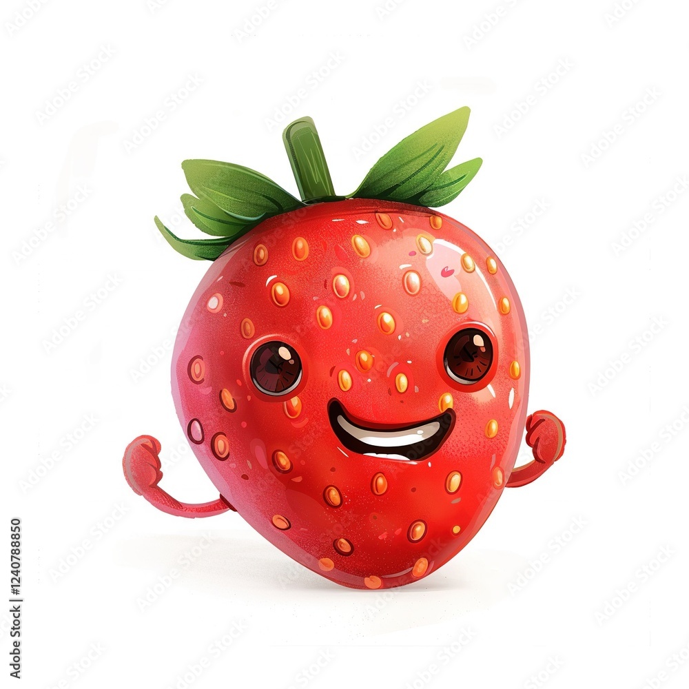 Obraz premium happy strawberry on white background