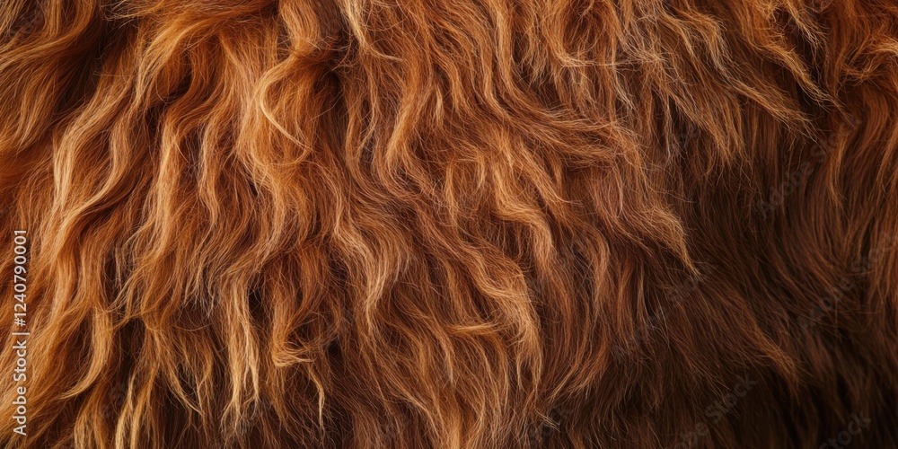 Naklejka premium A detailed shot of the thick, shaggy coat of a Highland cow