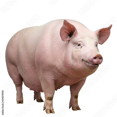 Big fat pig isolated on white background
