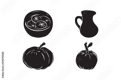 Food and Beverage Silhouette Vector Illustration Set for Graphic and Craft Design