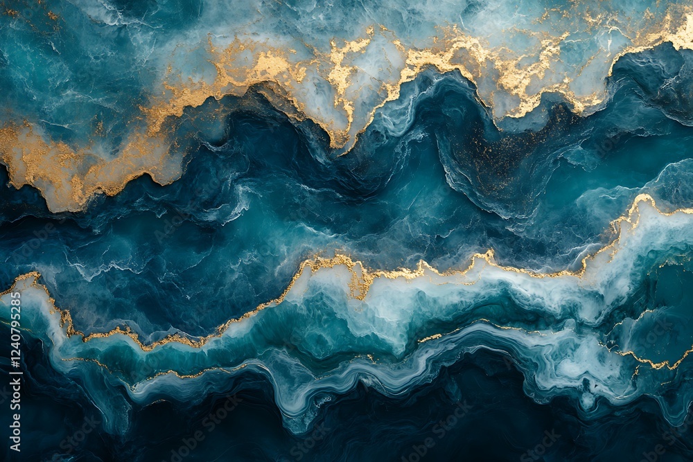 Abstract Teal and Gold Swirling Marble Design Abstract Teal and Gold Swirling Marble Design
