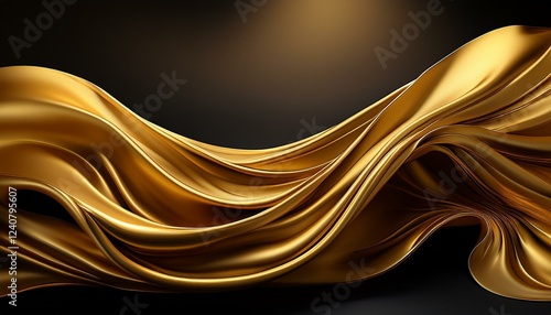 golden fabric waves flowing dark background