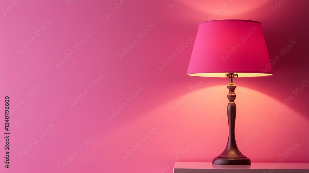 Pink lamp illuminating a pink wall. Pink lamp illuminating a pink wall.