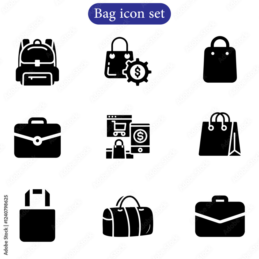 Briefcase vector art bag icon set. Dollar Icons Bag Pack Vector art use for web and app design.
Briefcase vector art bag icon set. Dollar Icons Bag Pack Vector art use for web and app design.