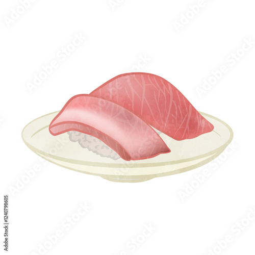 Cute 2 Pieces Of Sushi Fatty Tuna