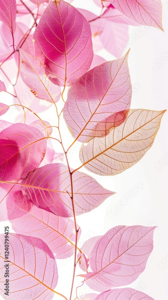 Pink green leaves with golden splatters isolated on white background. Floral foliage arrangement in watercolor style. Botanical art design Pink green leaves with golden splatters isolated on white background. Floral foliage arrangement in watercolor style. Botanical art design