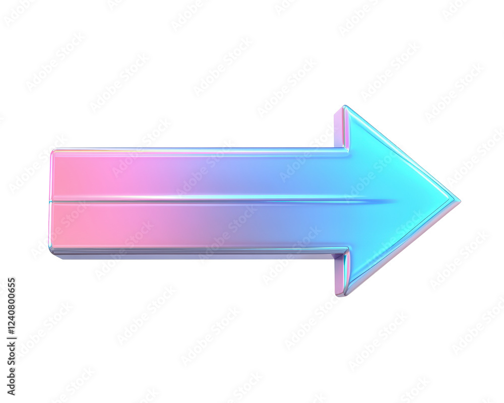 Isolated Holographic Right Pointing Arrow, 3D Rendered Isolated Holographic Right Pointing Arrow, 3D Rendered