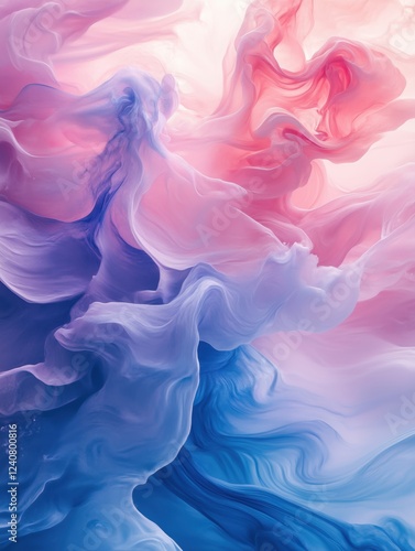  artistic conception of Chinese landscape painting, ethereal feeling,Like a minimalist mountain,An abstract painting in pink, bluegreen, and white, with strong color contrasts and a white background. 