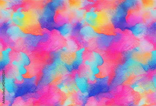 Abstract colorful watercolor artwork, bright chaotic liquid paint spots pattern background backdrop