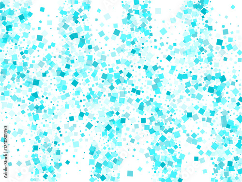 Decorative Christmas square cyan fragments texture vector design. Delightful cubic shine. Luminous turquoise confetti flying vector background.