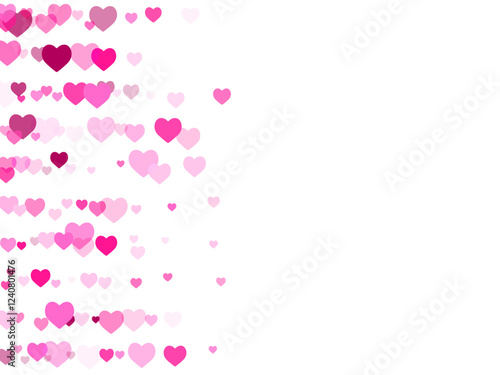Soulmate concept scattered hearts romantic vector background. Wedding romantic pattern. Decorative pink hearts celebration pattern. Intimate ornament.