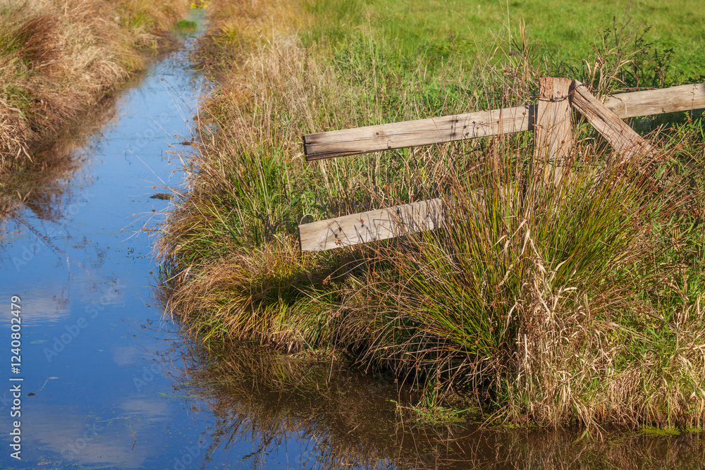 Fototapeta premium Alter Weidenzaun aus Holz, Deutschland