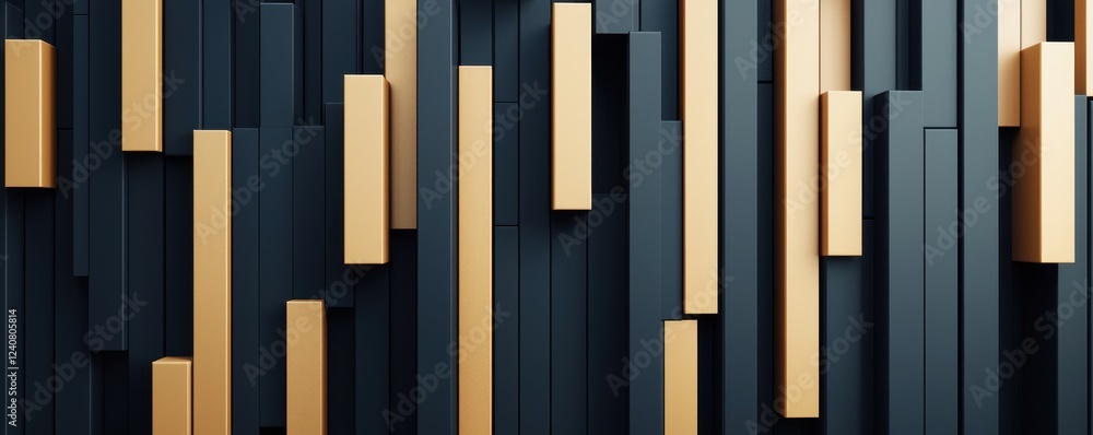 A modern abstract design featuring vertical bars in gold and black, creating a striking visual contrast and depth. A modern abstract design featuring vertical bars in gold and black, creating a striking visual contrast and depth.