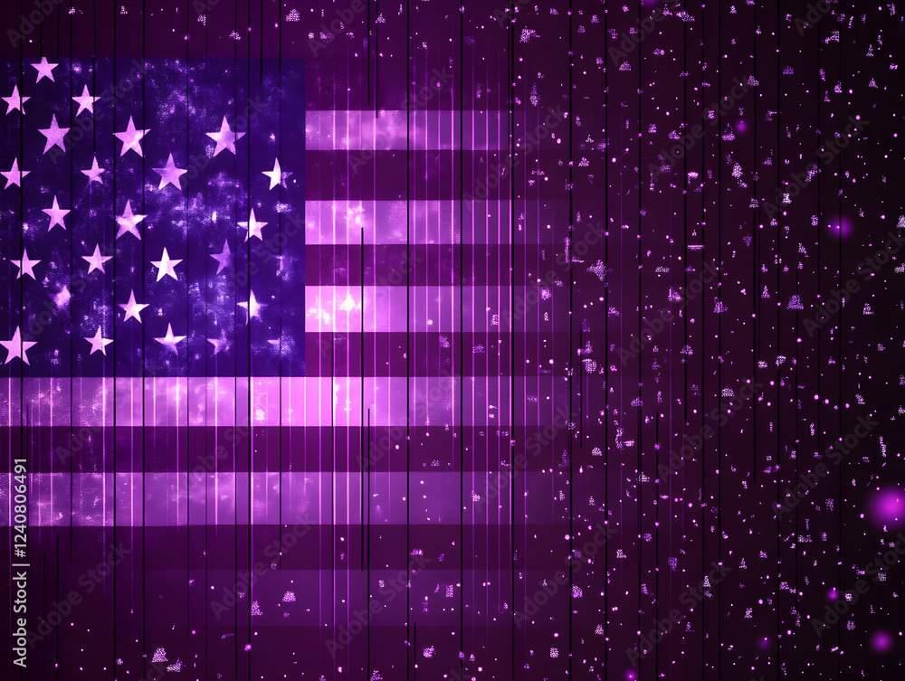 Obraz premium Purple abstract background for US Independence Day. Neural network AI generated art
