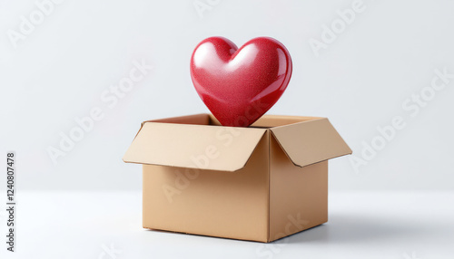 Red Heart Emerging From Cardboard Box