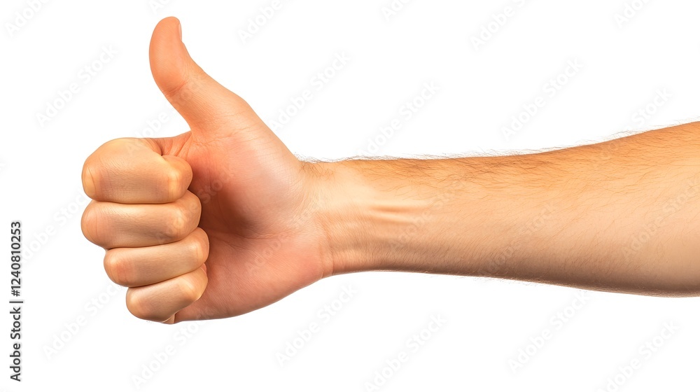 Close up of Male Hand Showing Thumbs Up Gesture Isolated on White Background Close up of Male Hand Showing Thumbs Up Gesture Isolated on White Background