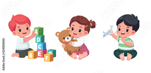 babies play toys collection vector illustration	