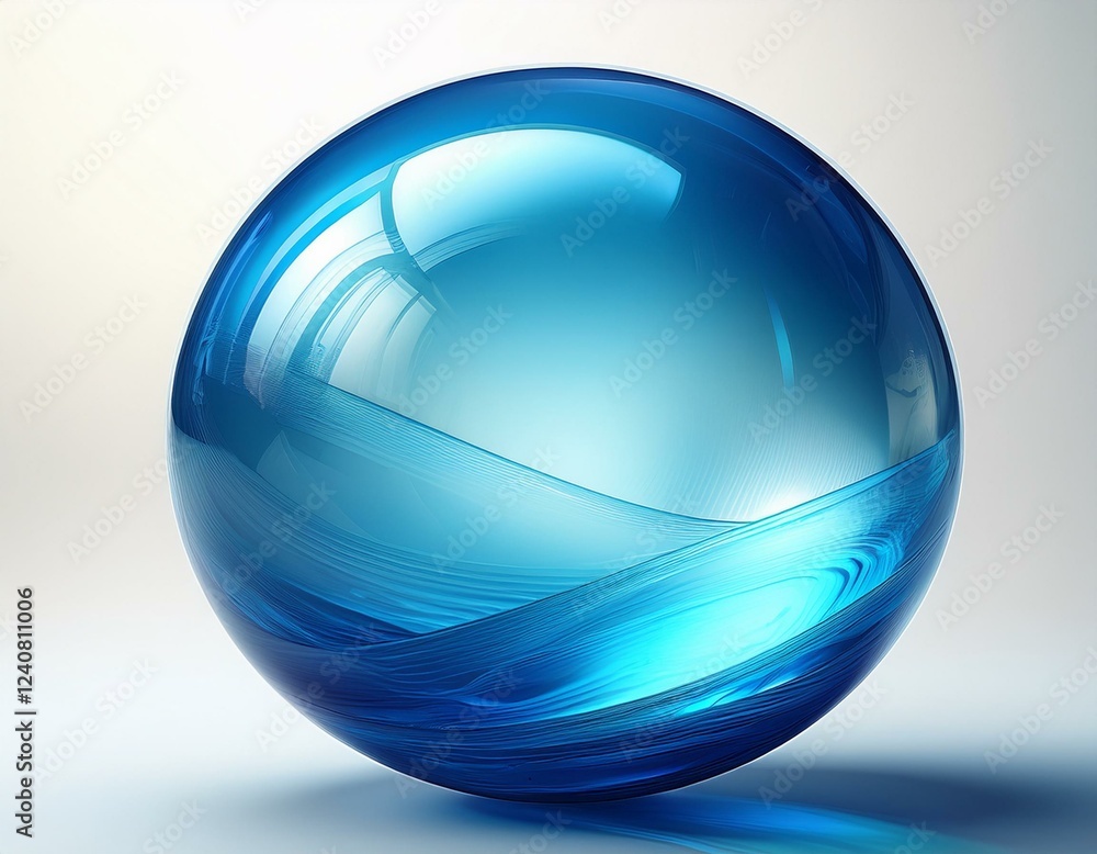 translucent blue sphere on white background translucent blue sphere on white background