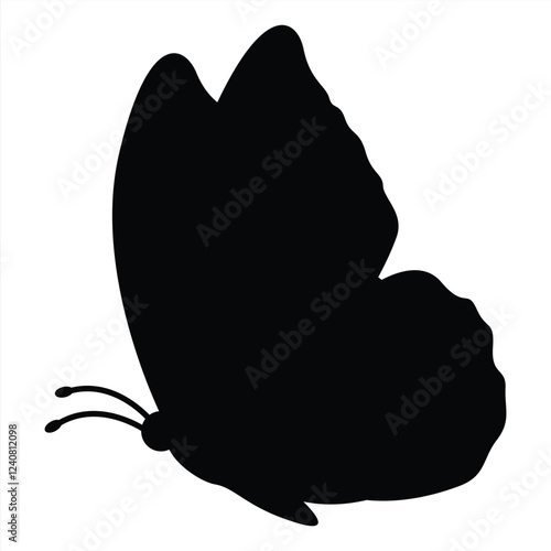 Collection of vector silhouettes of butterflies isolated on white background. Collection of Different Butterfly Poses, Perfect symbol for your web site design, logo, app, UI. Vector illustration, EPS.