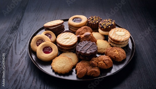 Wallpaper Mural assorted cookies on a dark plate Torontodigital.ca