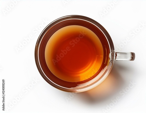 top view of a cup of tea isolated on transparent or white background