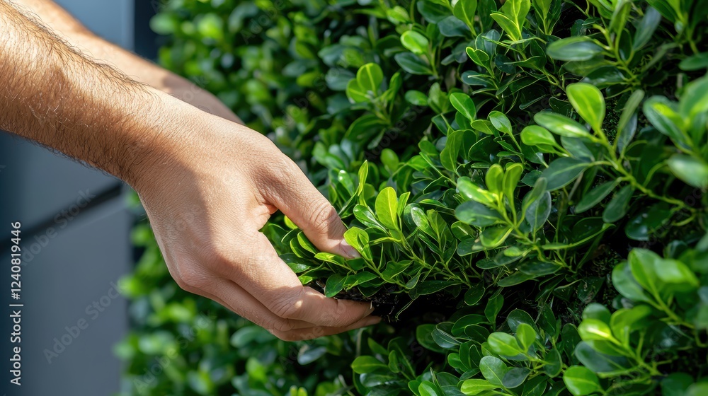 Close-Up of Hands Planting Small Shrubs in Lush Greenery for Gardening Care Close-Up of Hands Planting Small Shrubs in Lush Greenery for Gardening Care