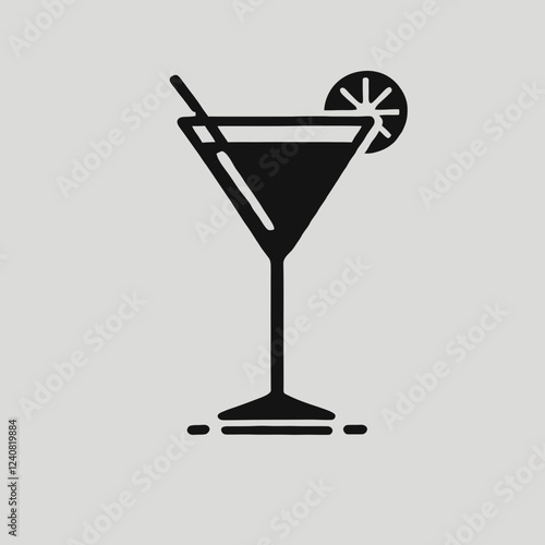 Cocktail Glass Silhouette in black on a white background