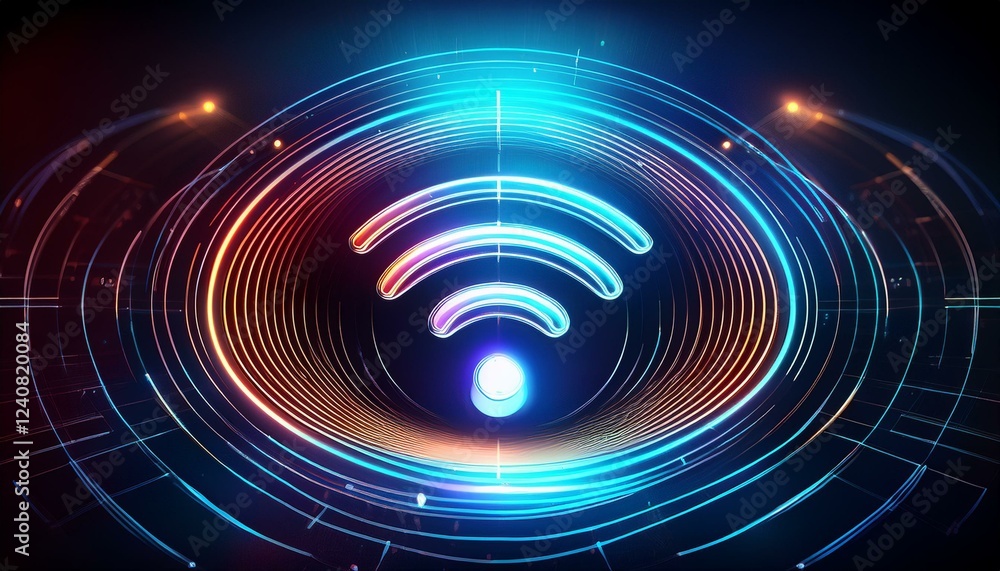 Obraz premium abstract glowing wifi symbol futuristic technology art