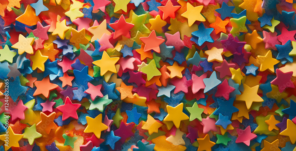 A vibrant background filled with rainbow-colored stars, each glowing in its own distinct color and shimmering effect. The array of stars in red, blue, yellow, purple, and more creates a festive and ce A vibrant background filled with rainbow-colored stars, each glowing in its own distinct color and shimmering effect. The array of stars in red, blue, yellow, purple, and more creates a festive and ce