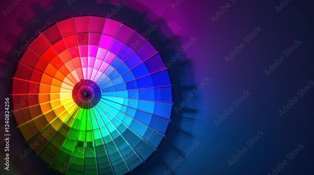 Obraz premium A vibrant RGB color wheel on a dark background with glowing edges around each section.