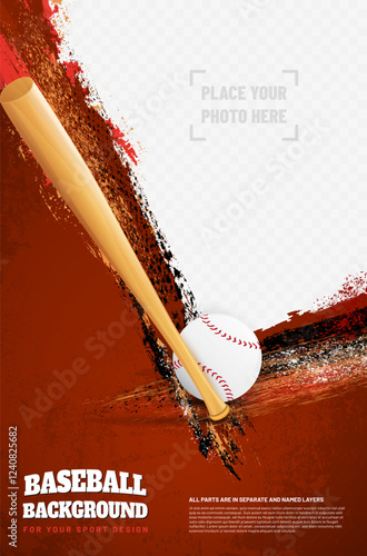 Baseball tournament grungy background poster template