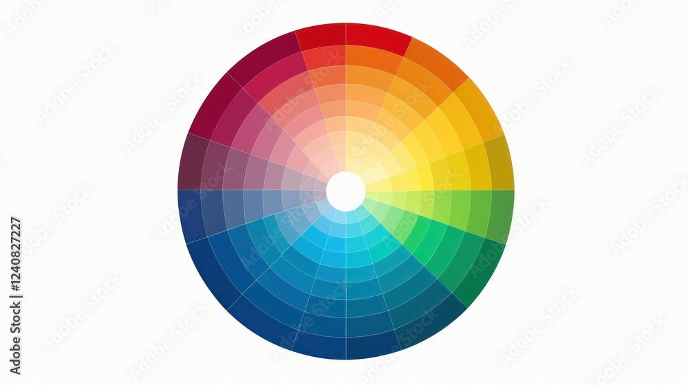 A graphic design of a color wheel with smooth lines and bold, contrasting colors. A graphic design of a color wheel with smooth lines and bold, contrasting colors.
