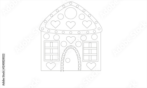 Gingerbread House - Fantasy House - Outline