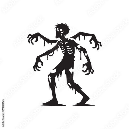 Zombie with extra limbs silhouette


