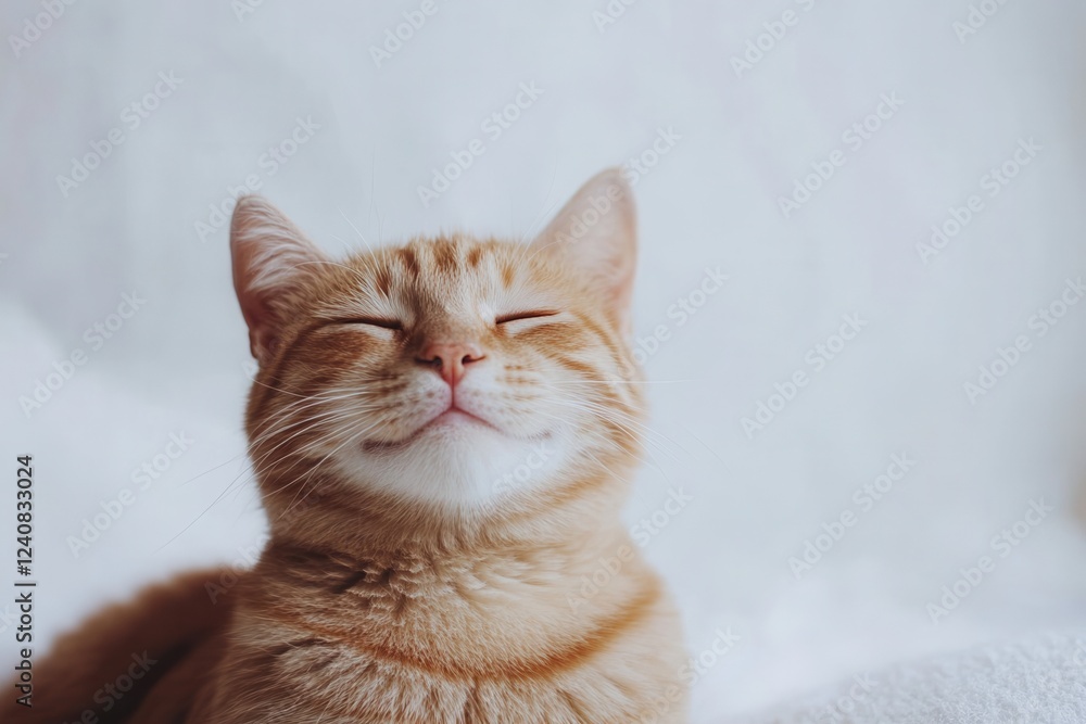 Peaceful Orange Cat with Closed Eyes, Relaxed and Content Peaceful Orange Cat with Closed Eyes, Relaxed and Content