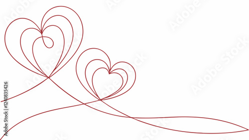 Minimalistic elegant silhouette of two hearts with a replica of the space