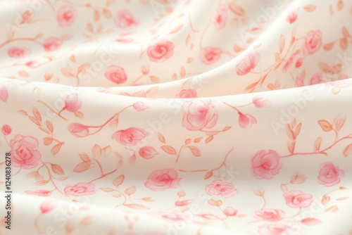 Soft Pink and White Floral Fabric Texture