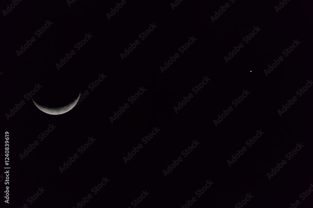 venus planet and the moon in the sky at night venus planet and the moon in the sky at night