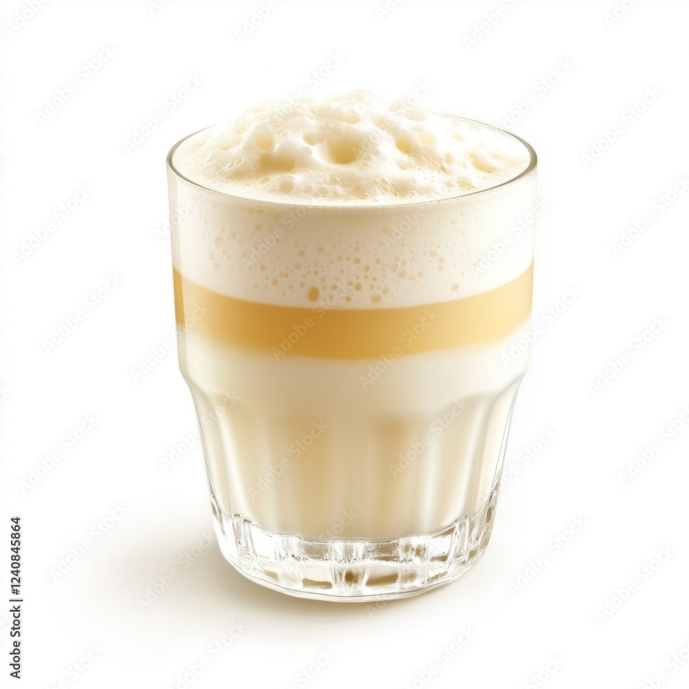 Layered with milk over ice topped Layered with milk over ice topped