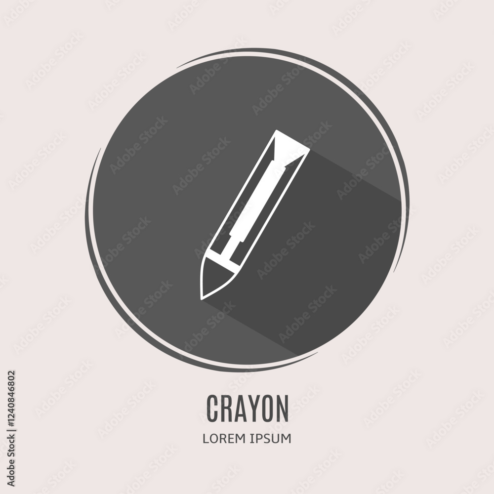 Symbol crayon logo. Illustration of crayon in flat. Stock vector. Symbol crayon logo. Illustration of crayon in flat. Stock vector.