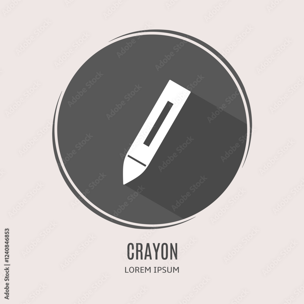 Symbol crayon logo. Illustration of crayon in flat. Stock vector. Symbol crayon logo. Illustration of crayon in flat. Stock vector.