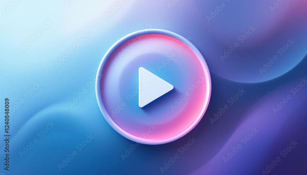 Play Button Icon on Abstract Blue Background Play Button Icon on Abstract Blue Background