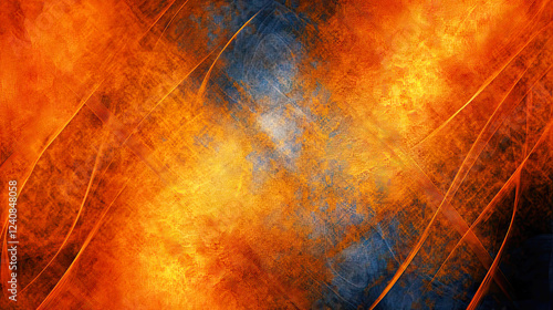 Abstract background with textured fiery tones, grunge-style effects photo