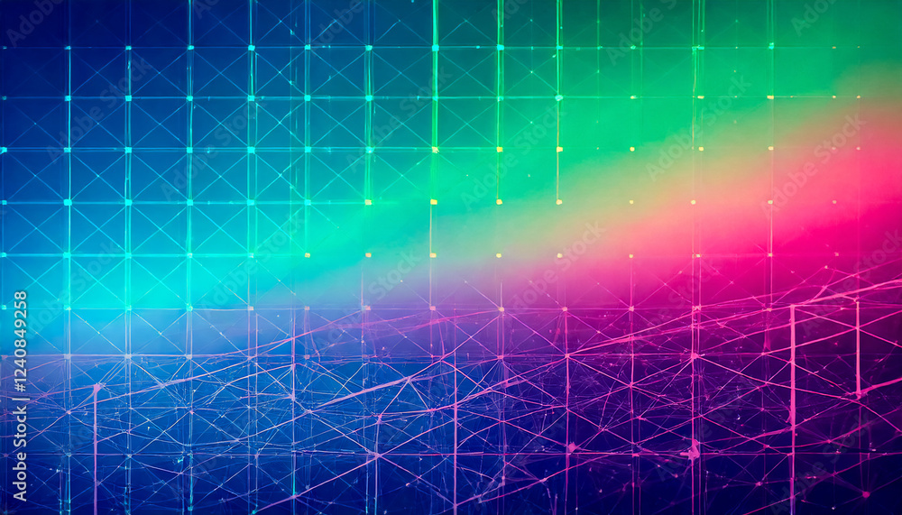 Obraz premium Digital background with gradient,soft light, in minimalist style, holographic, abstract visualization of information and data exchange, data flow, digital code data streaming